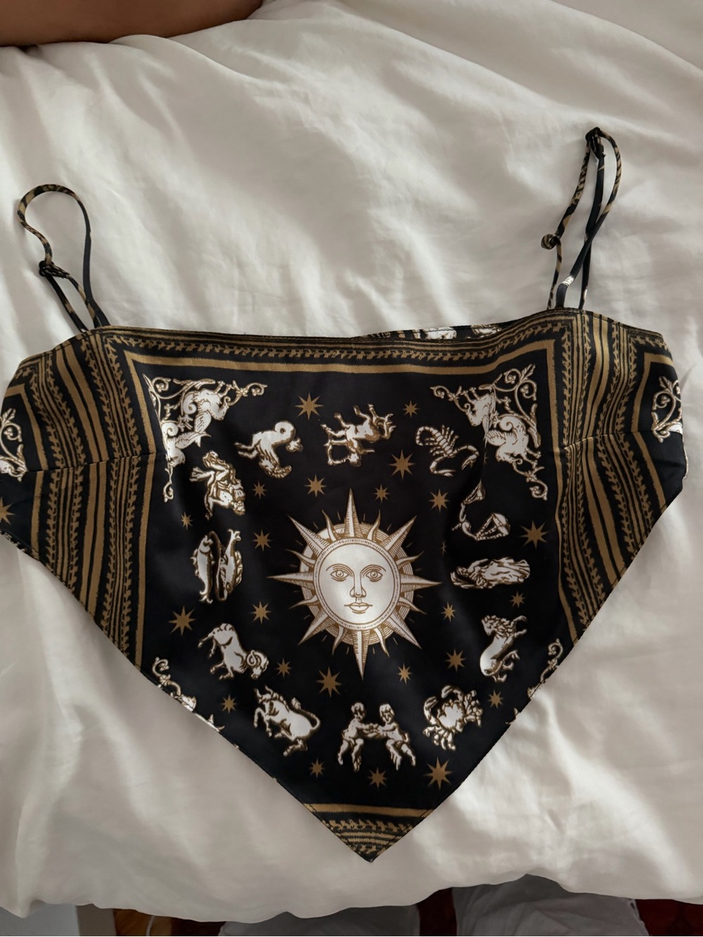 DANIELLE BERNSTEIN Black & Gold Zodiac Bandana Cami